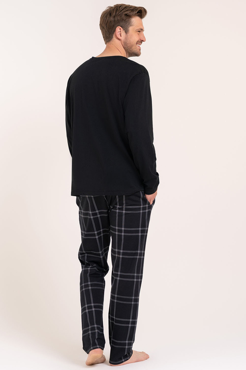 Moraj PDM5800 004 piżama męska długi rękaw krata black