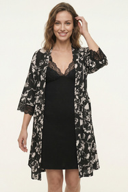 Vivisence 2059 komplet koszulka i peniuar z modalu czarny