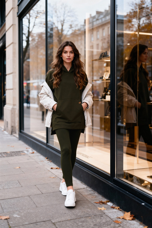 Vivisence 9006 bluza z kapturem, miękka bawełna zielony