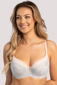 Biustonosz usztywniany Unikat Francesca niebieski-beż