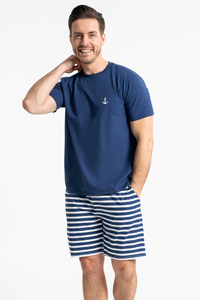 Moraj PDM3600-005 piżama męska krótka, spodenki w paski blue