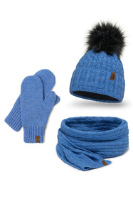 Komplet czapka+szalik+rękawiczki Vivisence 7015 Kmpl+R jeans