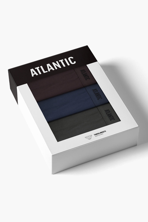 Atlantic 3MP-1576 3-pack Majtki slipy, brąz/indygo/khaki