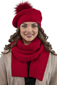 Vivisence 7035Kmpl Komplet beret+szalik, czerwony