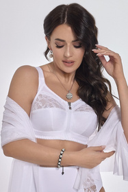 Viki Style Zuza 586/1 biustonosz bez fiszbin z suwakiem perłowa biel