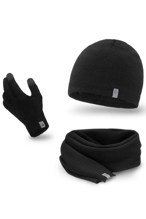 Pamami 14001+15102+16180 komplet czapka szalik rękawiczki czarny 