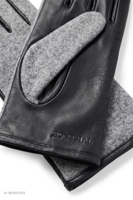 Vivisence 7221 rękawiczki dzianinowe z częścią skórzaną, grey-black