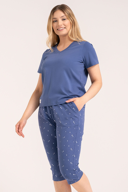 Moraj PDD4300-027 piżama damska 3/4 dekolt V jeans