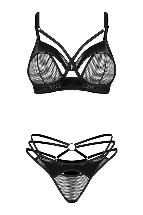Komplet biustonosz + stringi Obsessive Dominna 2-pcs set black