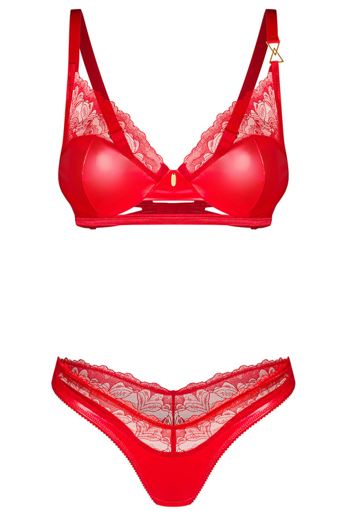 Komplet biustonosz + stringi Obsessive Aliosa 2-pcs set red