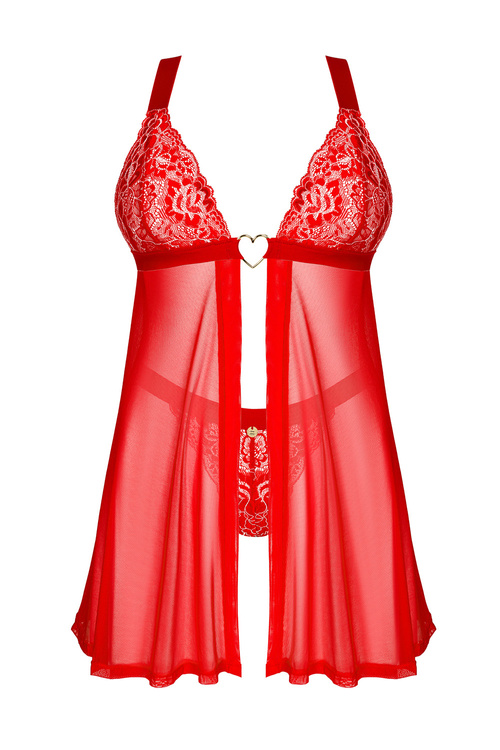 Komplet koszulka + stringi Obsessive Elianes babydoll czerwony