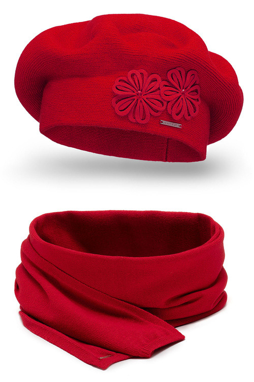Vivisence 7007Kmpl Komplet beret+szalik, czerwony