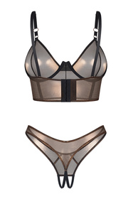 Komplet top + stringi Obsessive Soranna top & crotchless thong black