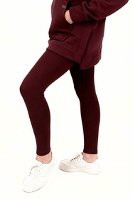 Vivisence 9106 legginsy prążkowane z bawełny bordowy