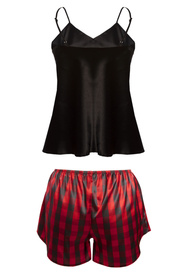 Nocna komplet top + szorty Dkaren DK-KK-017 czarny-krata