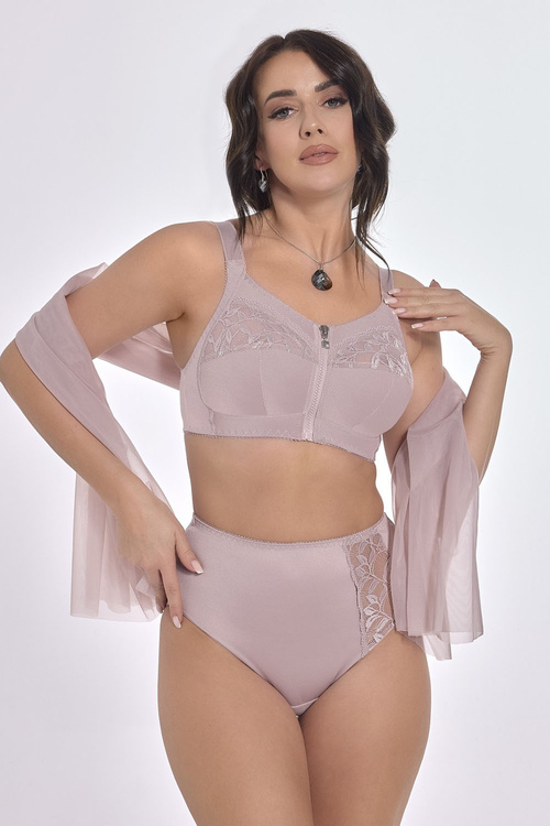 Viki Style Zuza 586/1 Maxi biustonosz miękki z zamkiem kwarcowy róż