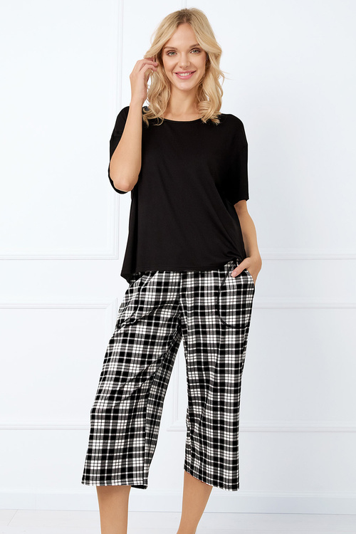 Piżama Italian Fashion Klara kr.r. sp.7/8 czarny/druk