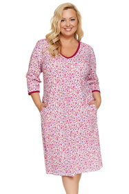 Doctor Nap TB.7559 Koszula nocna damska bawełniana z kieszeniami, fuchsia meadow