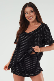 Piżama Italian Fashion Puntini kr.r. kr.sp. druk/czarny