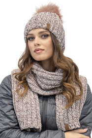 Komplet czapka+szalik Vivisence 7086Kmpl różowy