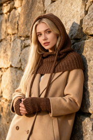 Kaptur balaclava Vivisence 70110 brązowy