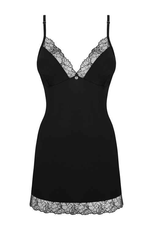 Nocna komplet koszulka + stringi Obsessive Bella Rou chemise czarny