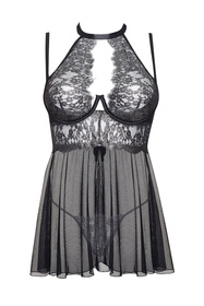 Nocna komplet koszulka + stringi Beauty Night Mariana chemise BN6640 silver