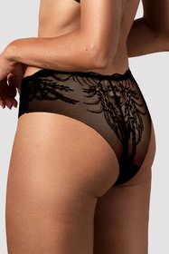 Obsessive Perisia panties figi koronkowe z motywem roślinnym black