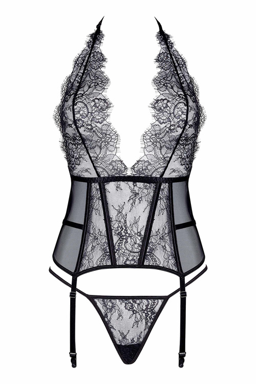 Beauty Night Estera BN6638 gorset z fiszbinami i troczkami black