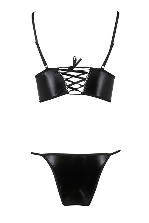 Passion Asuna set Nocna komplet biustonosz + stringi, black