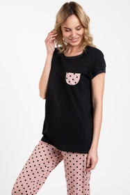 Nocna piżama Italian Fashion Buscato kr.r. dł.sp. czarny/druk