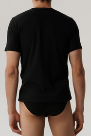 Atlantic BMV-048 t-shirt dopasowany z okrągłym dekoltem czarny