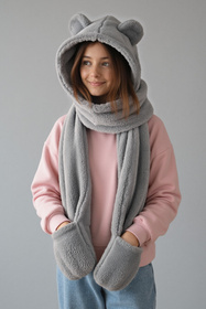 Nakrycie głowy kaptur Vivisence 70107 szary jasny