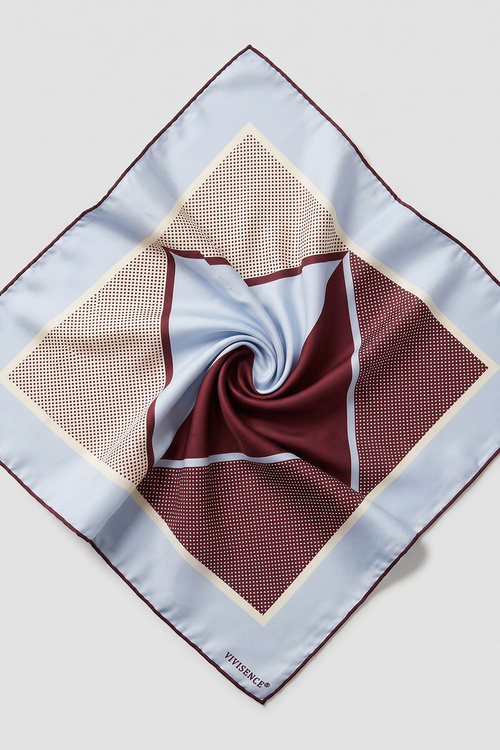 Vivisence S65-007 apaszka jedwabna geometryczna niebieski/brązowy