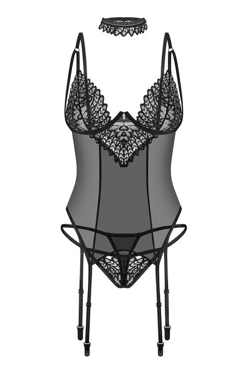 Gorset Obsessive Donarella corset & thong black