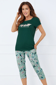 Piżama Italian Fashion Florisa kr.r. sp.3/4 c.zielony/druk