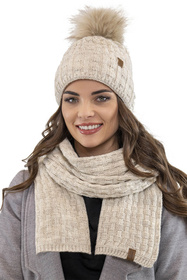 Komplet czapka+szalik+rękawiczki Vivisence 7015 Kmpl+R beżowy