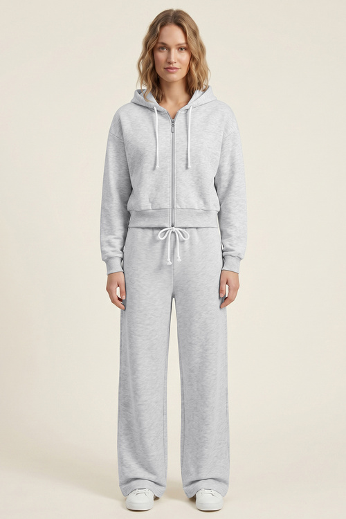 Vivisence 9009 bluza rozpinana z kapturem krótki fason szary melanż