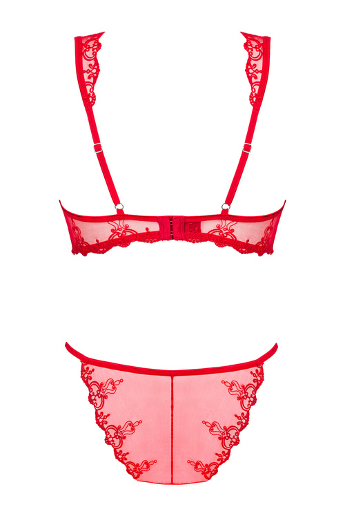 Obsessive Lonesia set Nocna komplet biustonosz + figi, czerwony