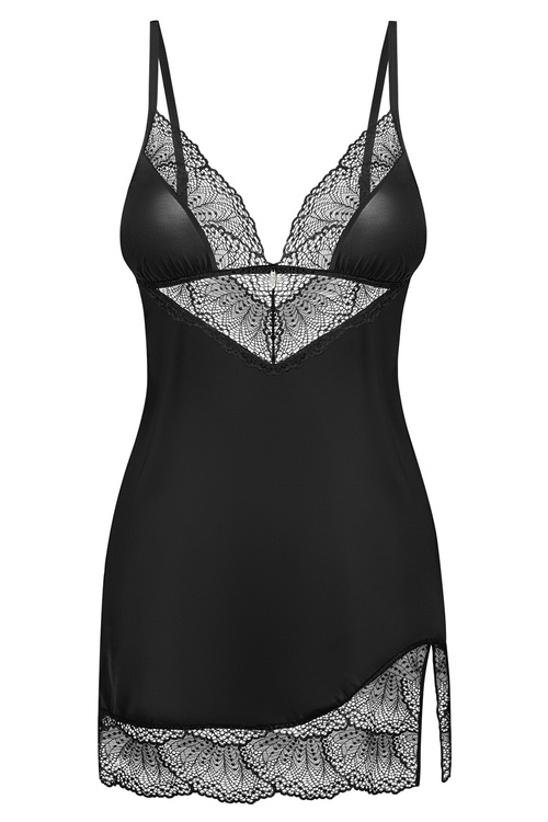 Komplet koszulka + stringi Obsessive Lobellis chemise & thong czarny
