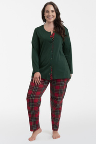 Nocna piżama Italian Fashion Zorza dł.r. dł.sp. zielony/druk