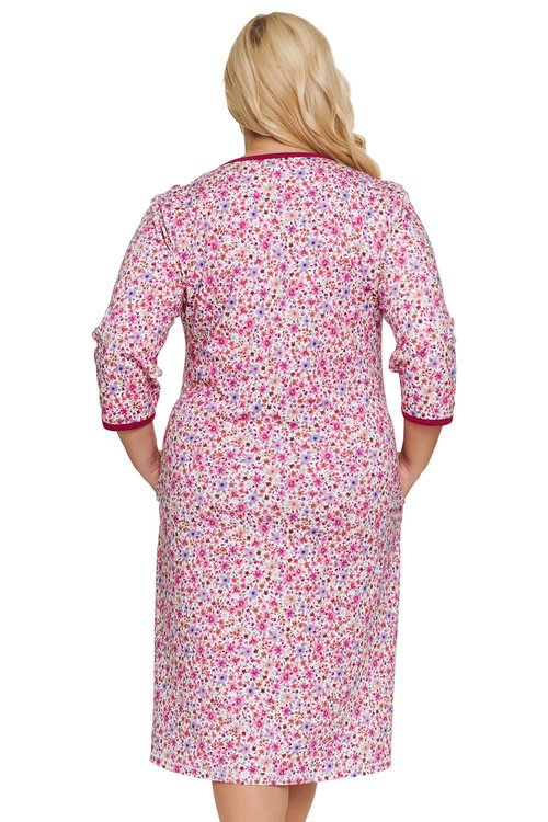 Doctor Nap TB.7559 Koszula nocna damska bawełniana z kieszeniami, fuchsia meadow