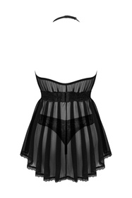 Nocna komplet koszulka + stringi Obsessive Serafia babydoll czarny