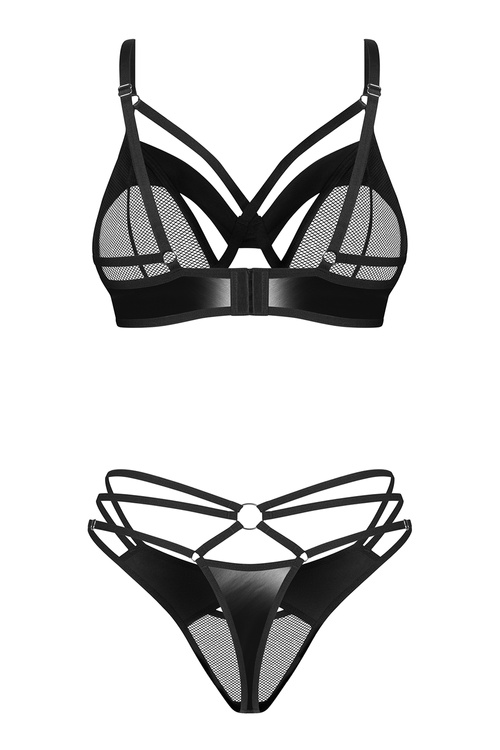 Komplet biustonosz + stringi Obsessive Dominna 2-pcs set black
