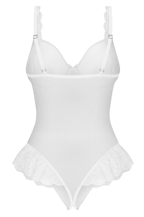 Obsessive Weddya crotchless teddy body z koronką white