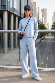 Vivisence 9208kmpl komplet dresowy bluza i spodnie w kant błękitny