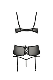 Nocna komplet półbiustonosz + stringi + pas do pończoch Casmir Aurelia set black