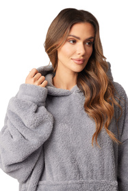 Vivisence 5028 szlafrok z kapturem oversize z kieszenią, szary