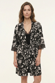 Vivisence 2059 komplet koszulka i peniuar z modalu czarny