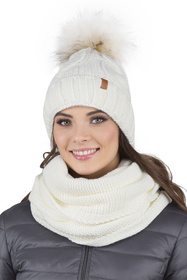 Komplet czapka+komin+rękawiczki Vivisence 7014 Kmpl+R ecru